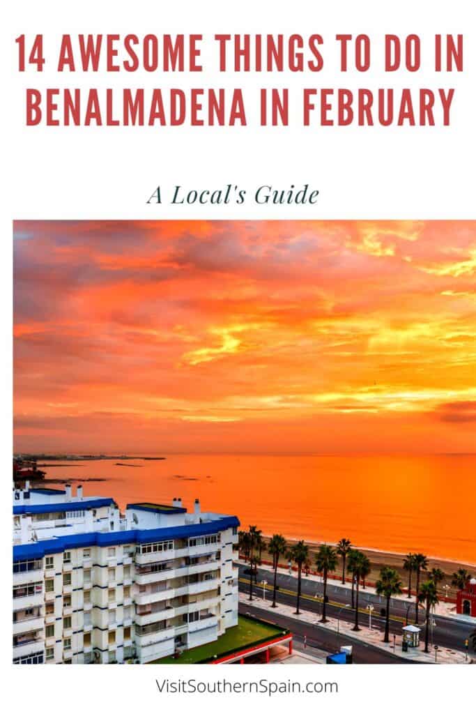 a pin with a sunset seen from above in Benalmadena, Things To Do In Benalmadena In February