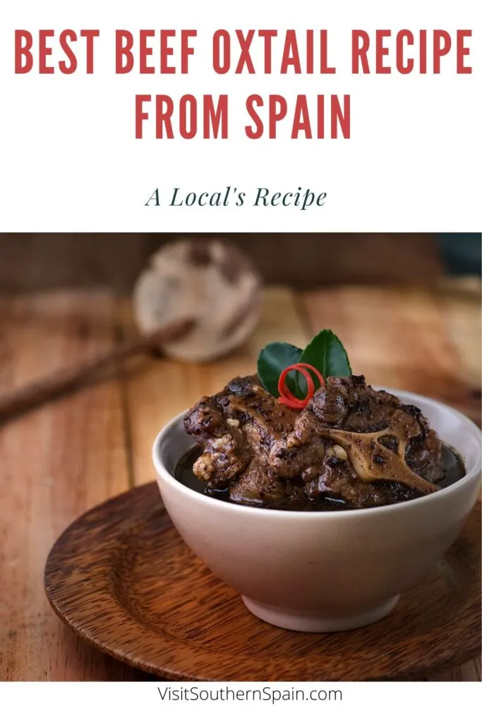 a pin with a a bowl of beef oxtail recipe.
