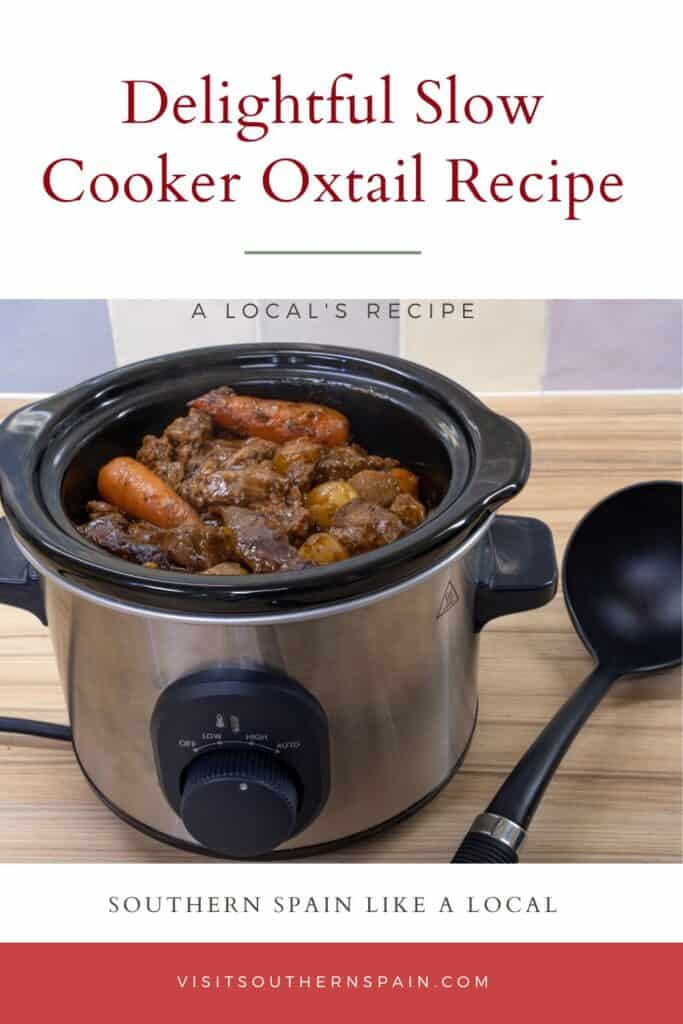 a pin with a Slow Cooker Oxtail being ready.
