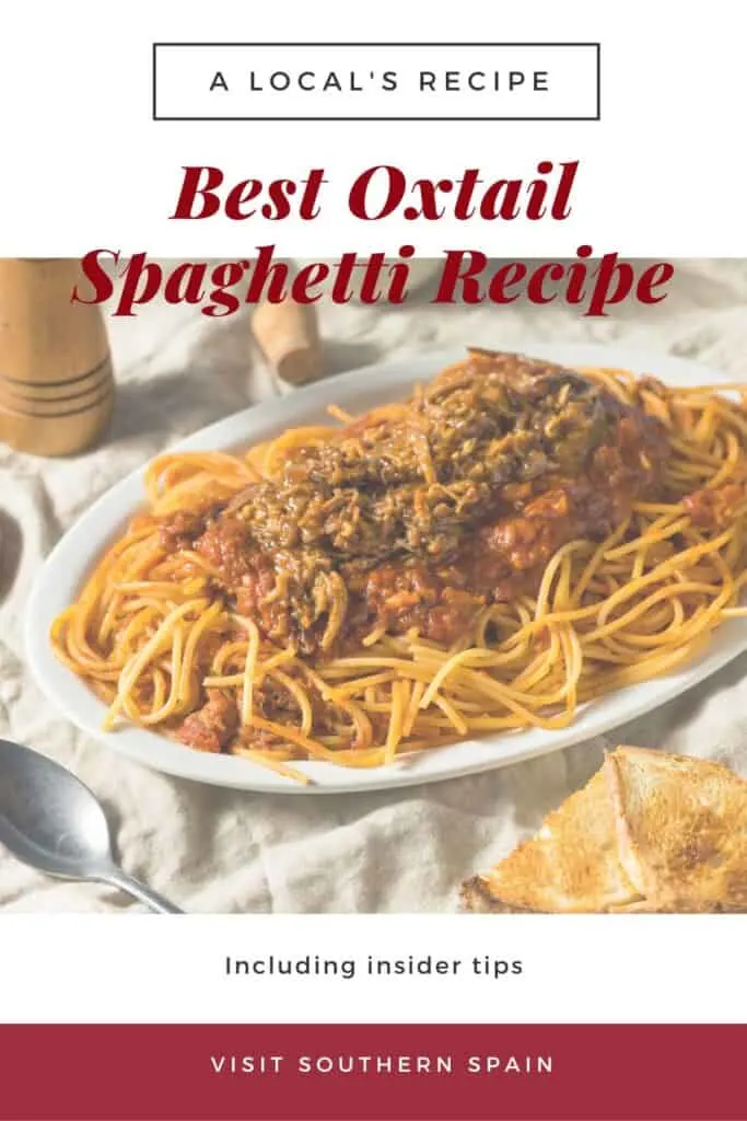 a pin with a plate of oxtail spaghetti