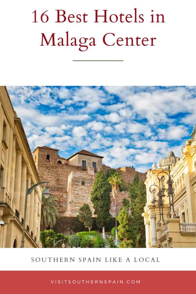 a pin with buildings in the center of Malaga where you can find some of the best Hotels in Malaga Center