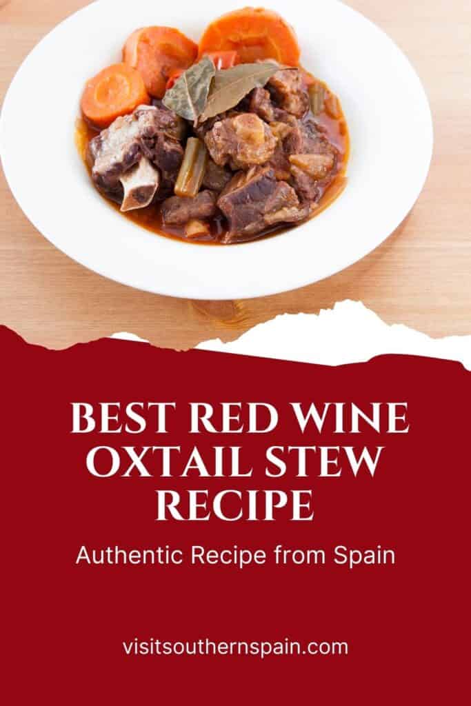 a pin with a plate of red wine oxtail stew