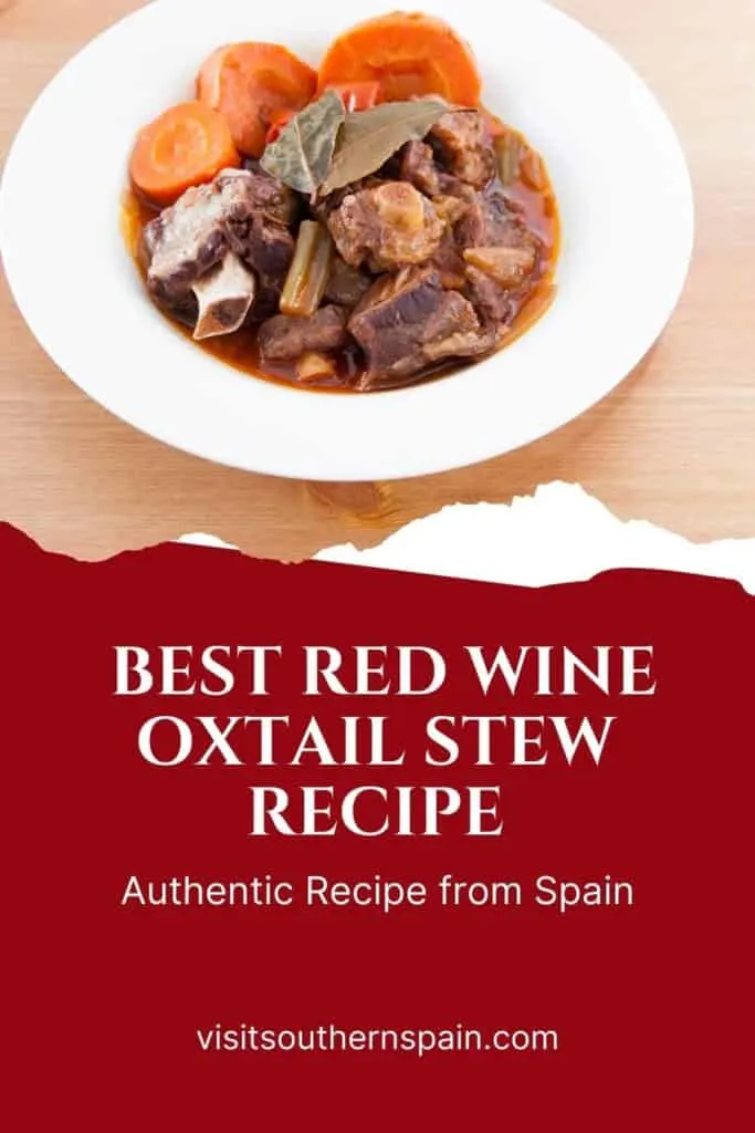 a pin with a plate of red wine oxtail stew