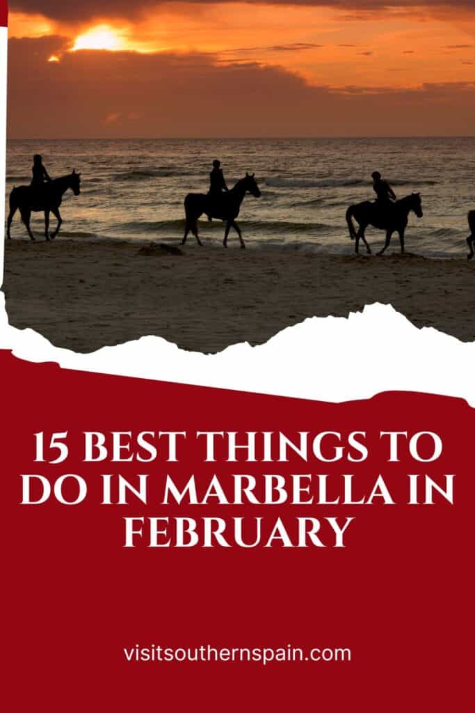 a pin with beach horse riding as part of the best Things To Do In Marbella In February