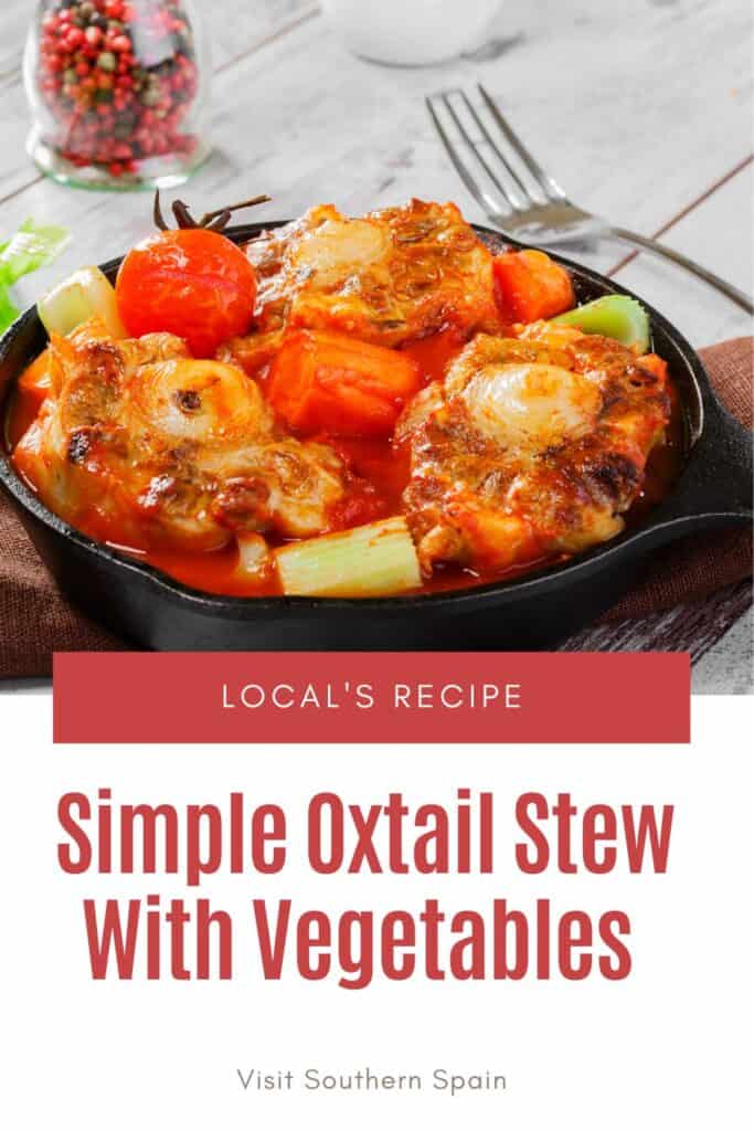 a pin with oxtail stew with vegetables in a pan