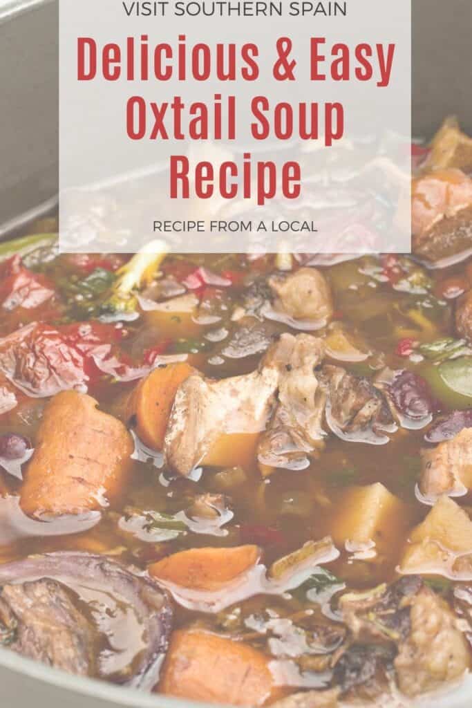 a pin with Easy Oxtail Soup Recipe in a pot