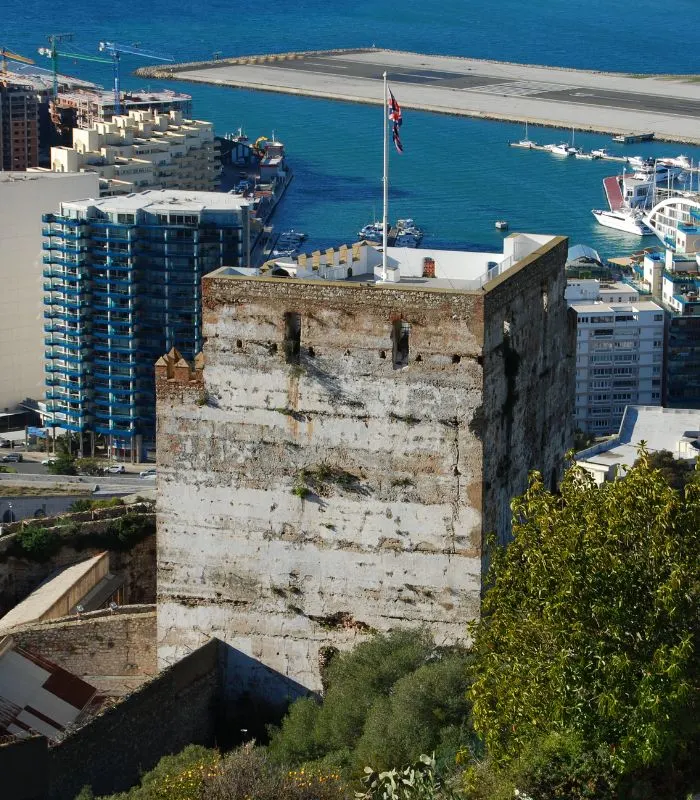 aerial view of the Moorish Castle in Gibraltar