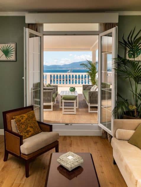 apartment with seaview from the living room and balcony at the Rock Hotel Gibraltar