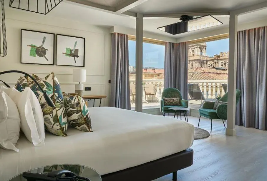 bedroom with city view at Vincci Larios Diez, one of the top hotels in Malaga