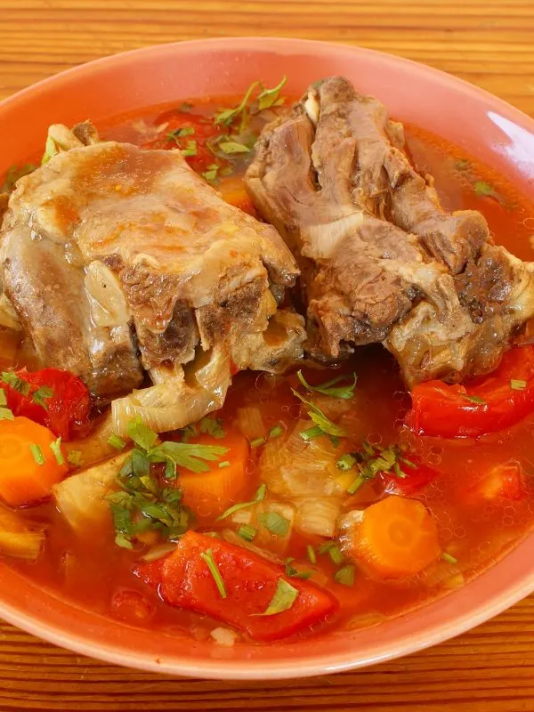closeup of a Keto Oxtail Soup recipe in a bowl