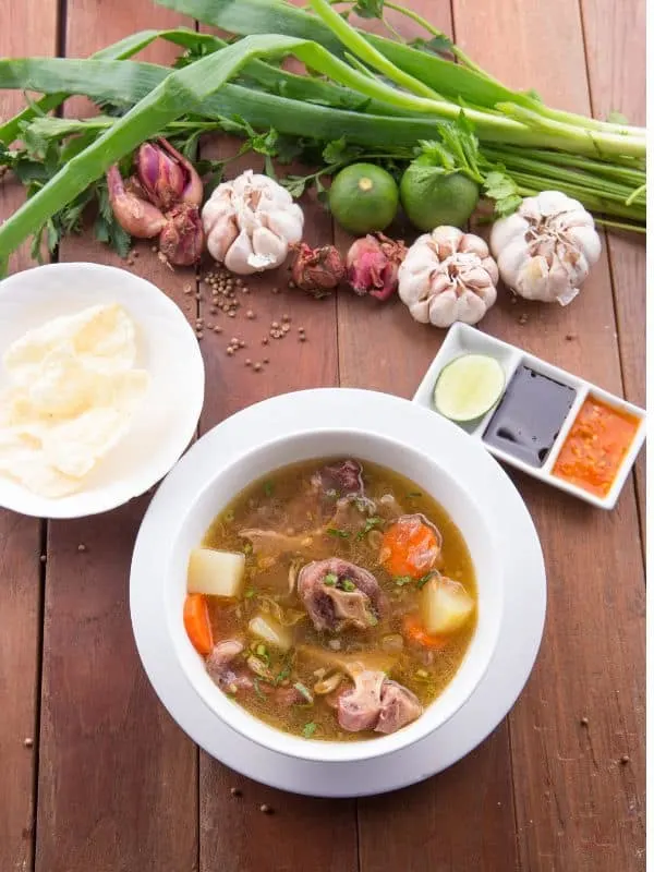 easy oxtail soup recipe in a bowl made with the oxtail broth recipe.