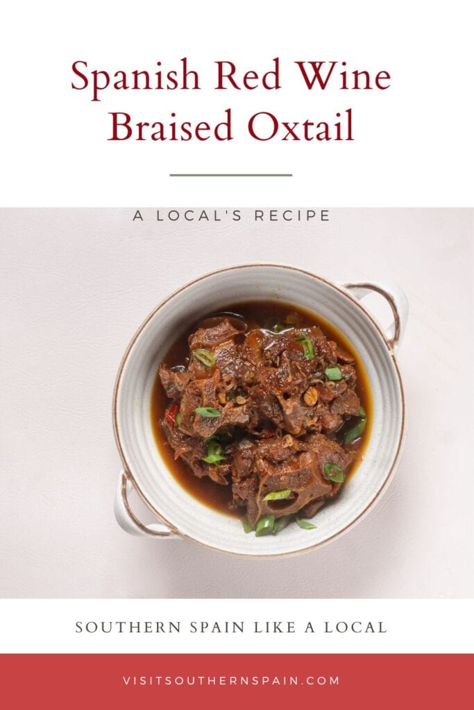 a pin with a bowl of red wine braised oxtail