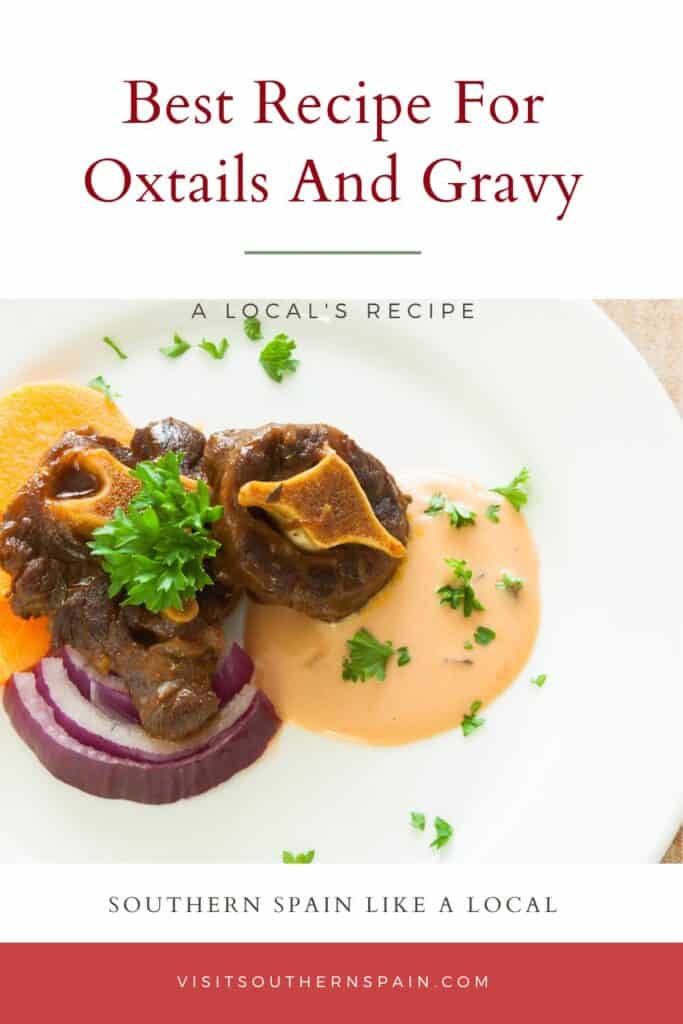 a pin with a oxtail dish made with the recipe for oxtails and gravy