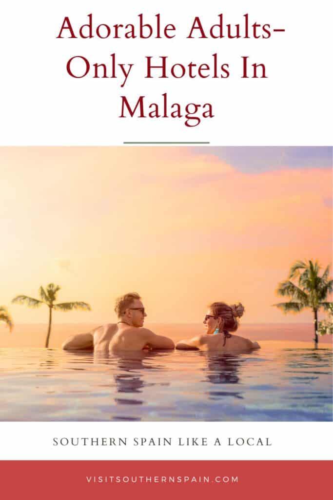 a pin with a couple in a panoramic pool at one of the best adults-only hotels in malaga