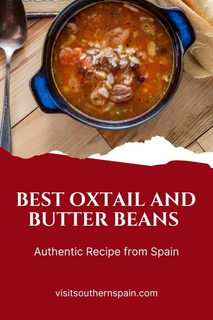 a pin with a oxtail and butter beans stew in a pot.
