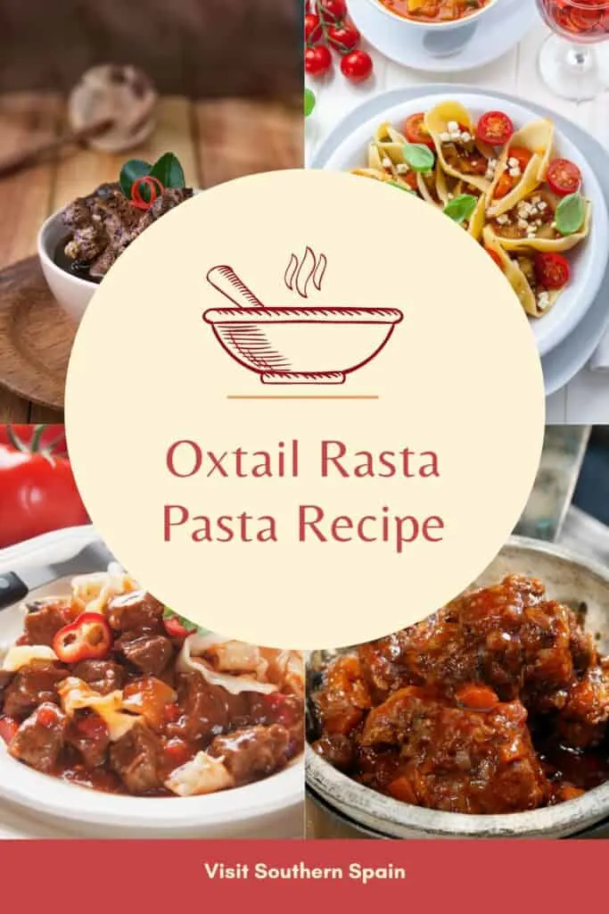 a pin with 4 photos related to Oxtail Rasta Pasta