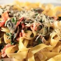 closeup with oxtail rasta pasta recipe