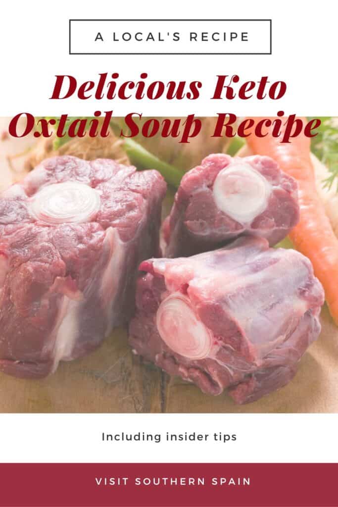 a pin with ingredients such as oxtails and vegetables for the keto oxtail soup