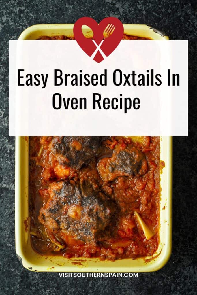 a pin with Braised Oxtails In Oven in pan