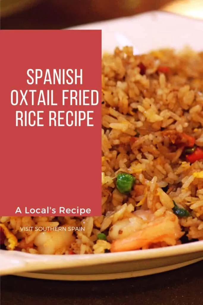 a pin with a closeup of Oxtail Fried Rice