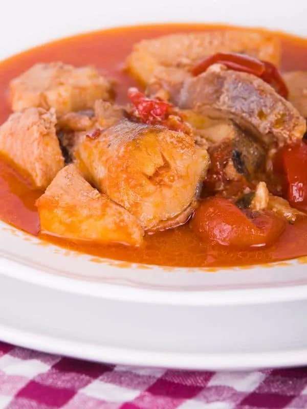 closeup with a bowl of flounder soup