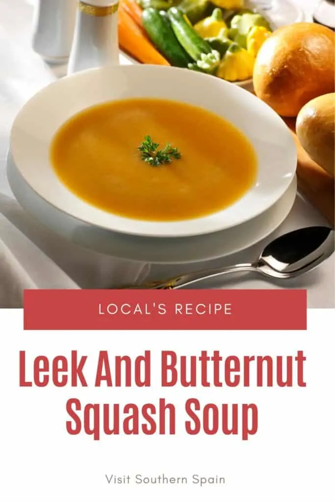 a pin with Leek And Butternut Squash Soup