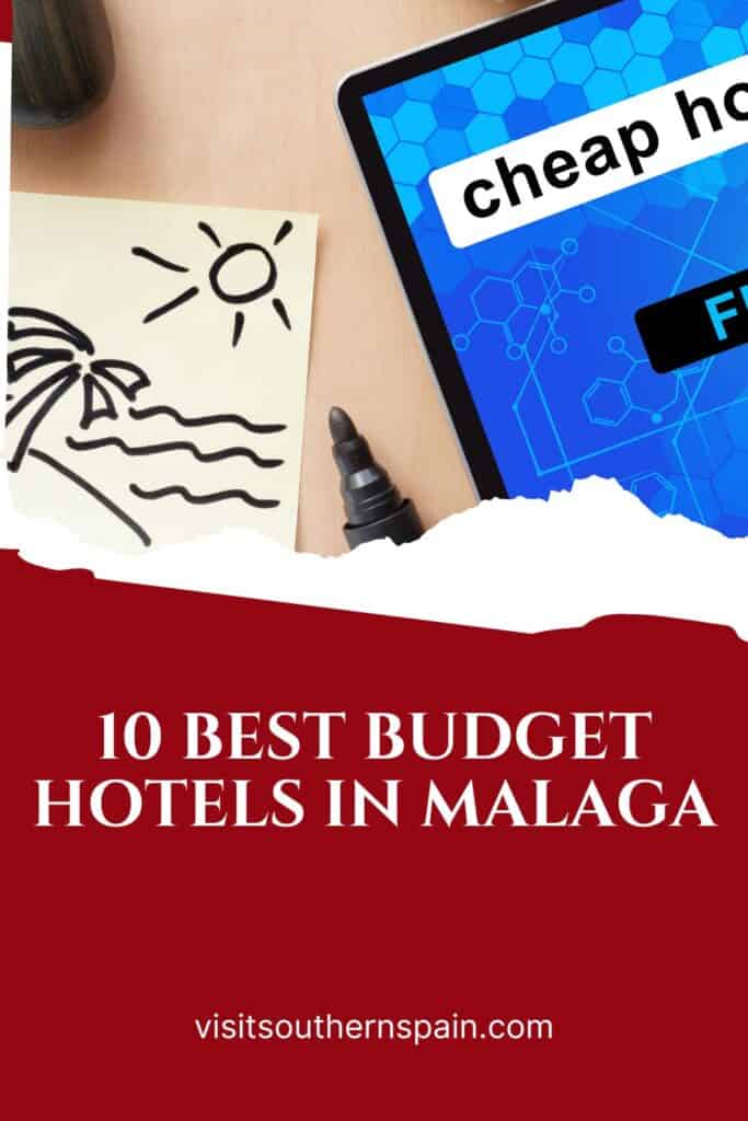 a pin with a photo related to budget hotels in malaga