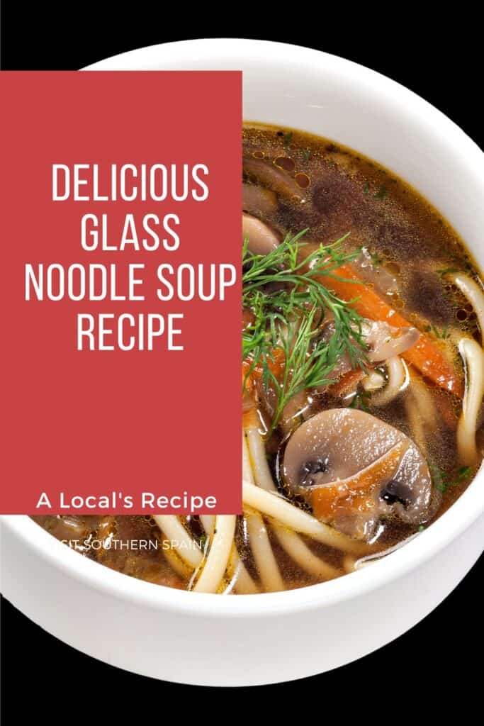a pin with a bowl of glass noodle soup.