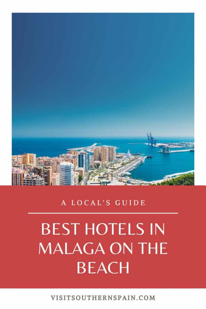 a pin with an aerial view of Malaga where you can find some of the Best Hotels In Malaga On The Beach