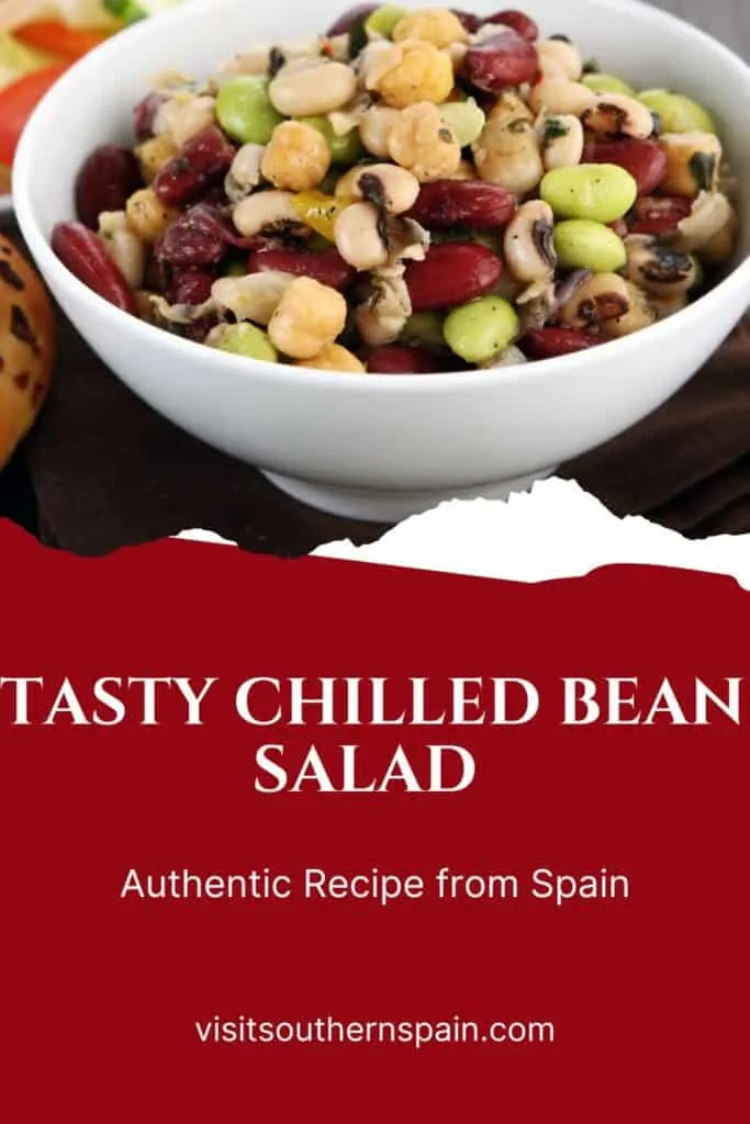 a pin with a mixed Chilled Bean Salad