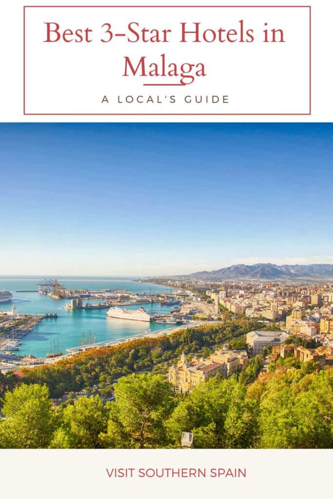 a pin with an aerial view of Malaga, 3-Star Hotels in Malaga:
