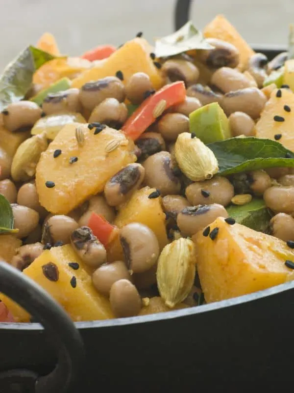 closeup of a Spanish White Bean Salad