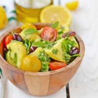 spanish salad bowl in a wooden bowl