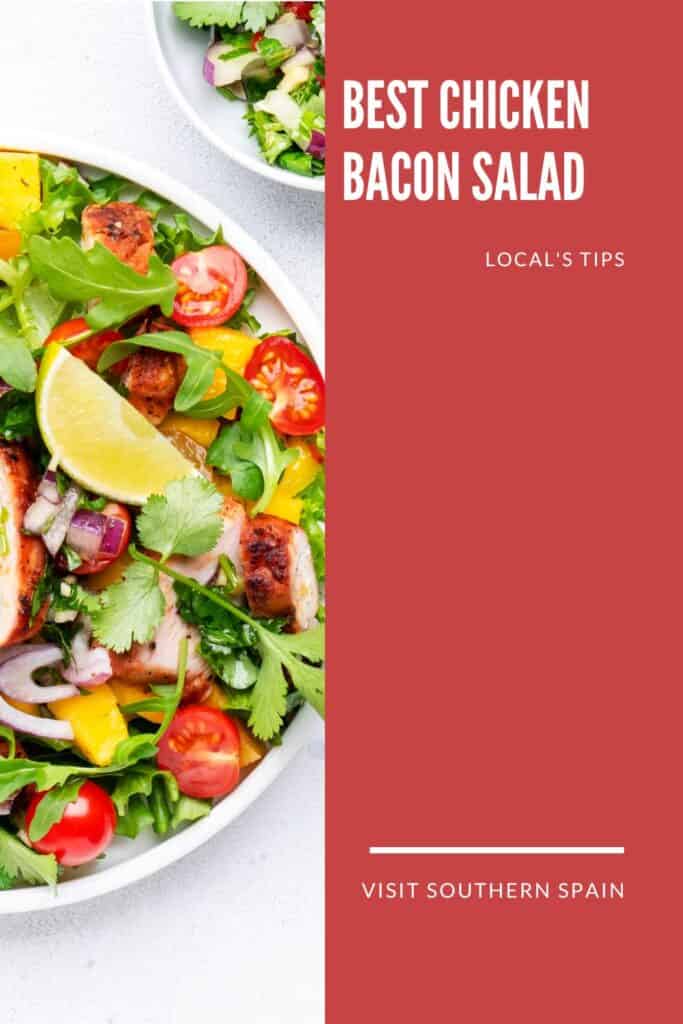 a pin with a chicken bacon salad with mixed vegetables.