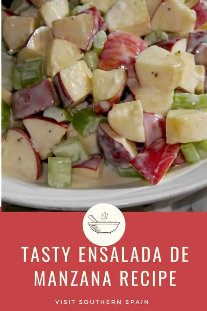 a pin with a ensalada de manzana on a plate