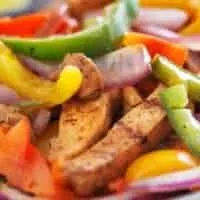 closeup of a fajita chicken salad