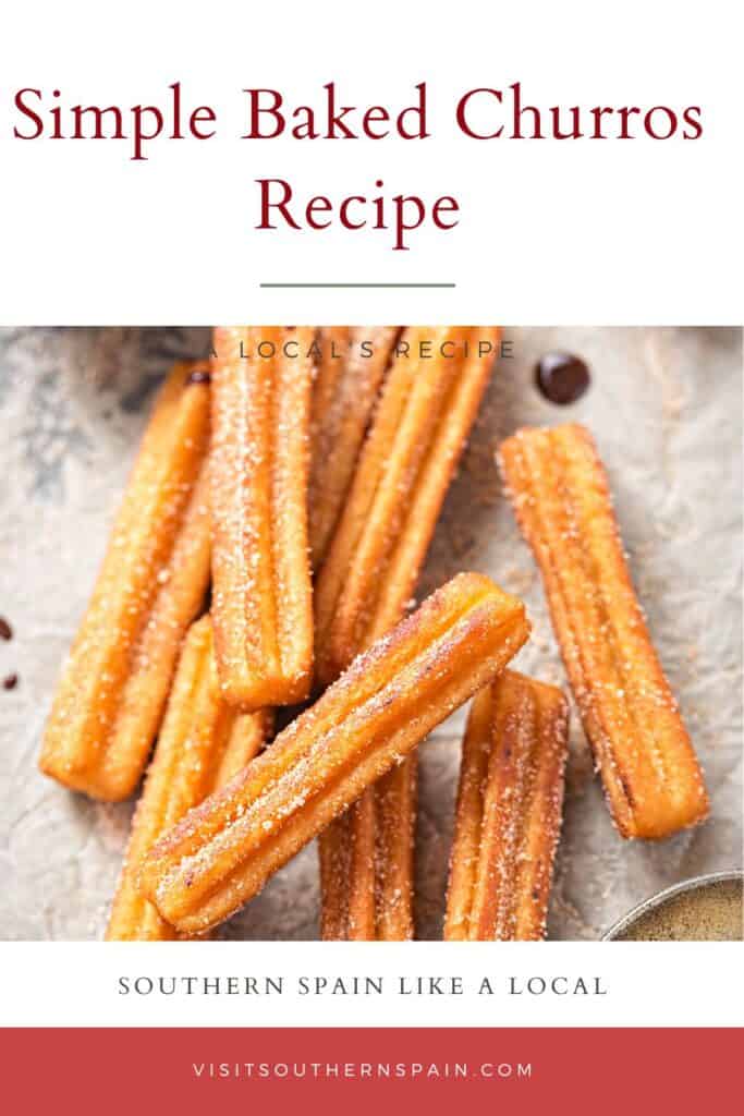 a pin with Baked Churros on a napkin.