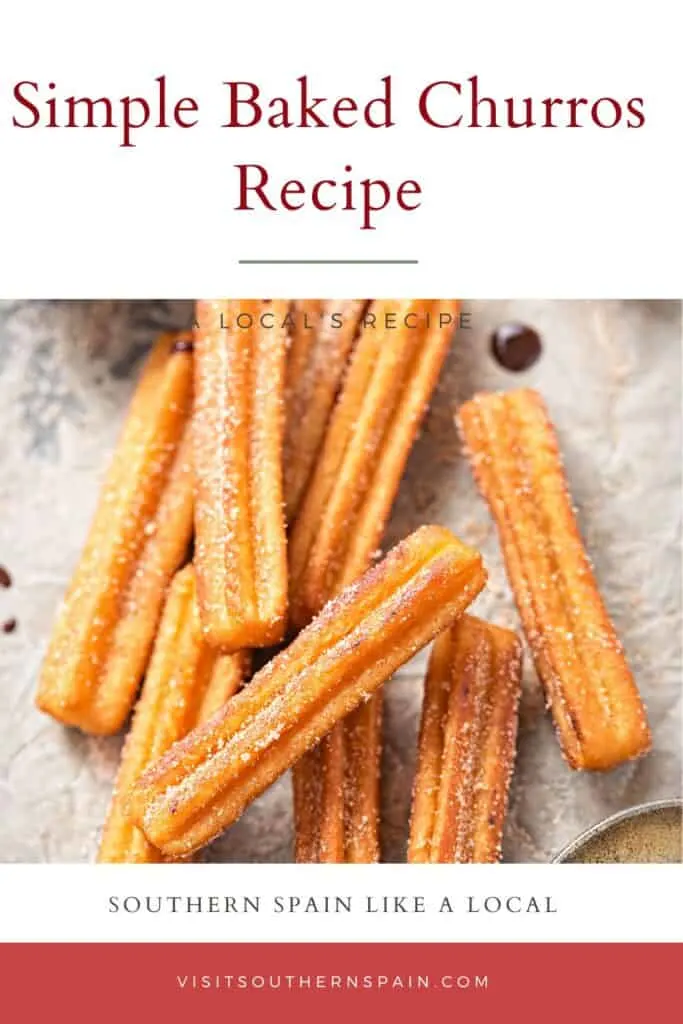 a pin with Baked Churros on a napkin.