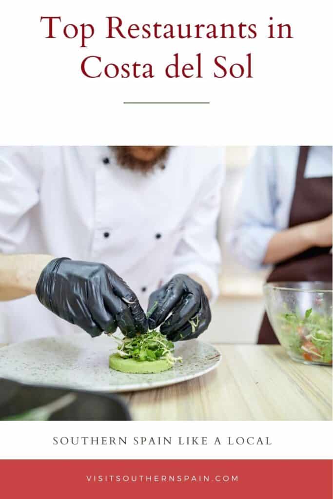 a person in a chef's hat and gloves preparing food on a plate