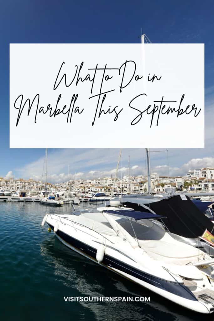 luxury boat parked in a dock with boats, white hilltop houses and clouds at the back