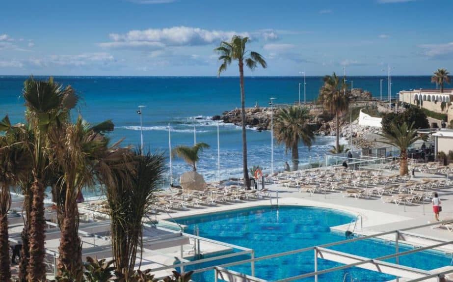 pool area with sea view at Hotel Riu Monica, one of the adults-only hotels in costa del sol