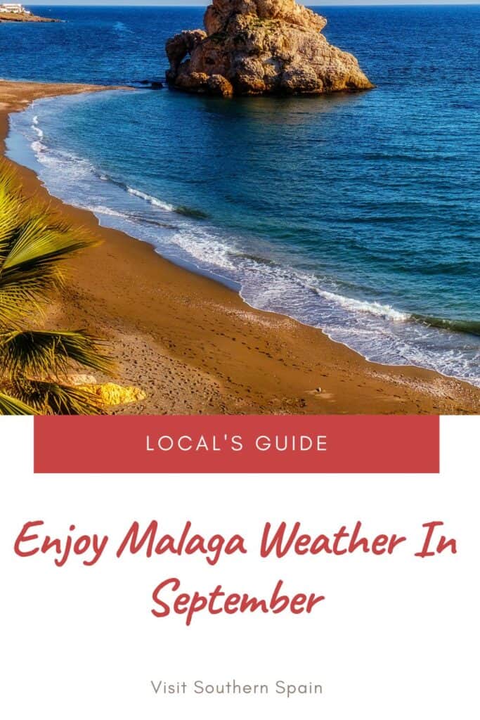 a pin with a beach in Malaga. Malaga weather in September