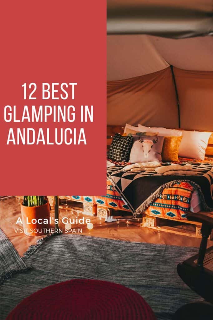 a pin with a cozy interior at a glamping tent, Glamping in Andalucia