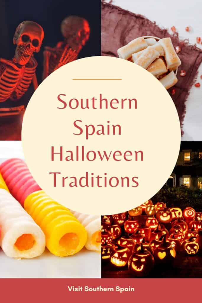 a pin with a photo collage related to Southern Spain Halloween Traditions