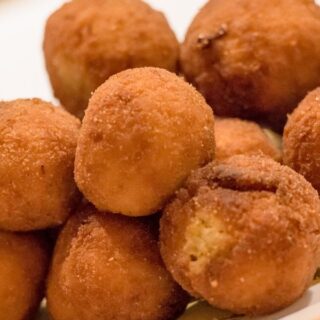 closeup with chocolate croquettes
