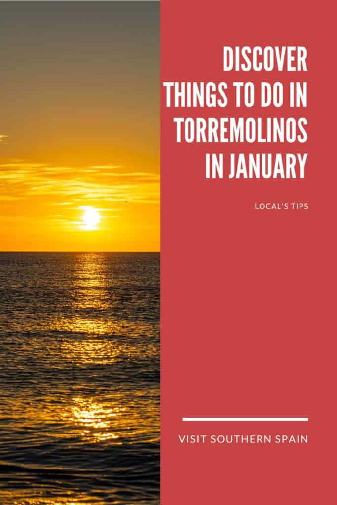 a pin with a sunset in Andalucia, things to do in Torremolinos in January