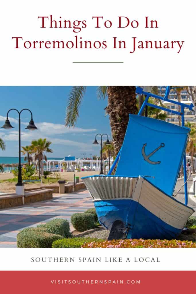 a pin with beach walk in Spain, things to do in Torremolinos in January