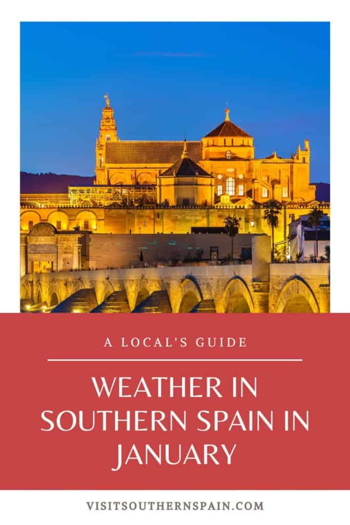 a pin with a castle in Andalucia, weather in southern spain in january