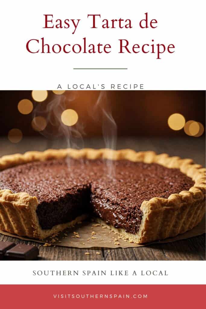 a pin with a steaming Tarta de Chocolate