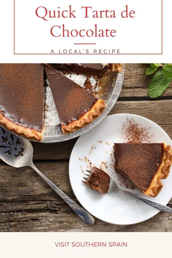 a pin with Tarta de Chocolate on a plate